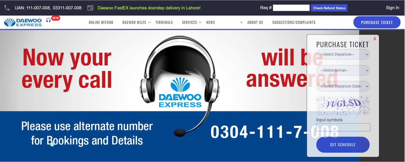 daewoo express online booking website