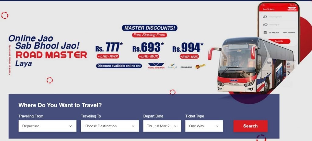 road master online ticket bookings from website