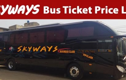 Skyways Bus Ticket Price List for lahore, islamabad, karachi, multan